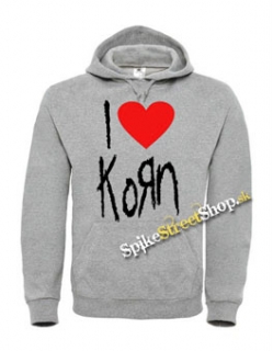 I LOVE KORN - šedá pánska mikina