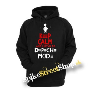 KEEP CALM AND LISTEN TO DEPECHE MODE - čierna pánska mikina