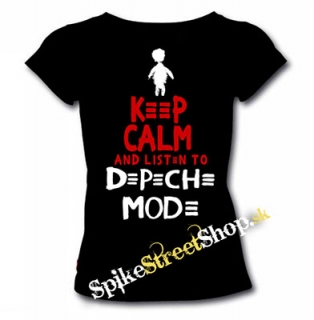 KEEP CALM AND LISTEN TO DEPECHE MODE - čierne dámske tričko