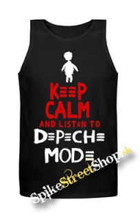 KEEP CALM AND LISTEN TO DEPECHE MODE - Mens Vest Tank Top - čierne