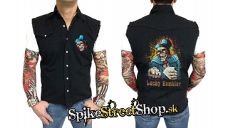 BIKER COLLECTION - Lucky Gambler Worker Shirt - čierna rifľová vesta