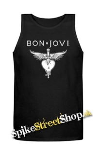 BON JOVI - Heart - Mens Vest Tank Top - čierne
