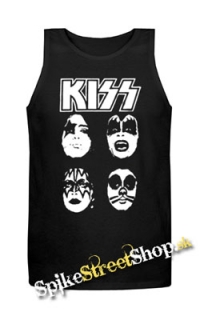 KISS - Band Four Faces - Mens Vest Tank Top - čierne