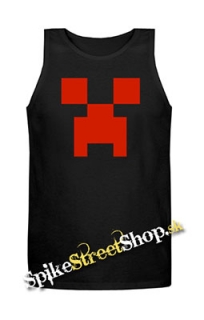 MINECRAFT - Red Creeper - Mens Vest Tank Top - čierne