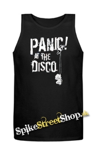 PANIC AT THE DISCO - Biele Logo - Mens Vest Tank Top - čierne