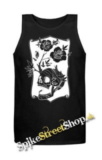 SKULL FLOWER - Mens Vest Tank Top - čierne