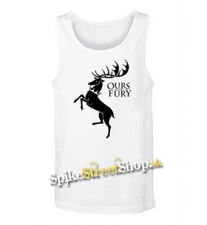 GAME OF THRONES - OURS IS THE FURY - House Baratheon- Mens Vest Tank Top - biele