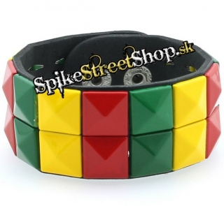 RASTA - Row Studded Leather Bracelet - kožený náramok