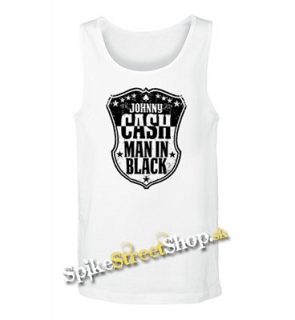 JOHNNY CASH - Man In Black - Mens Vest Tank Top - biele