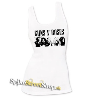 GUNS N ROSES - Logo & Band - Ladies Vest Top - biele