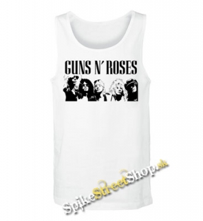 GUNS N ROSES - Logo & Band - Mens Vest Tank Top - biele