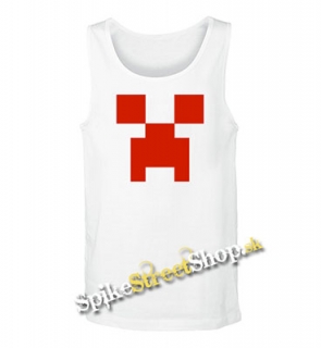MINECRAFT - Red Creeper -  Mens Vest Tank Top - biele