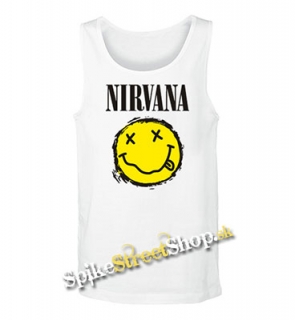 NIRVANA - Yellow Black Smile -  Mens Vest Tank Top - biele