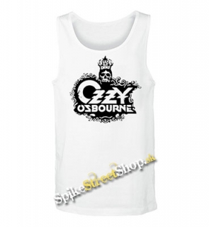 OZZY OSBOURNE - Logo Crowned Skull -  Mens Vest Tank Top - biele