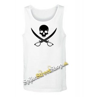 PIRATE SKULL -  Mens Vest Tank Top - biele