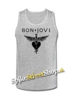 BON JOVI - Heart - Mens Vest Tank Top - biele