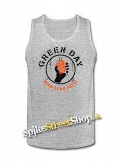 GREEN DAY - Bloody American Idiot - Mens Vest Tank Top - šedé
