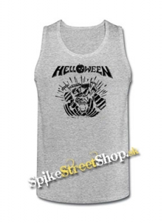 HELLOWEEN - 80´Logo - Metal Pumpkin Head - Mens Vest Tank Top - šedé