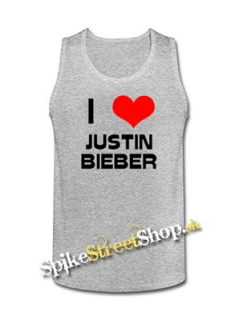 I LOVE JUSTIN BIEBER - Mens Vest Tank Top - šedé