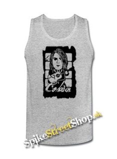 KURT COBAIN - Guitar - Mens Vest Tank Top - šedé