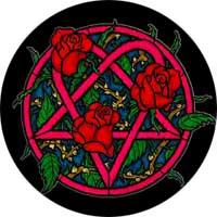 HEARTAGRAM ROSE - Heartagram omotaný ružami - odznak