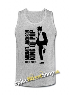 MICHAEL JACKSON - King Of Pop - Mens Vest Tank Top - šedé