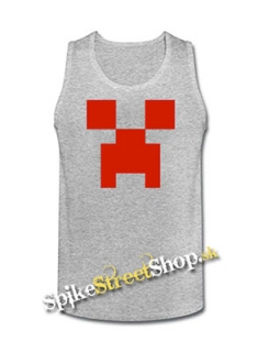 MINECRAFT - Red Creeper - Mens Vest Tank Top - šedé