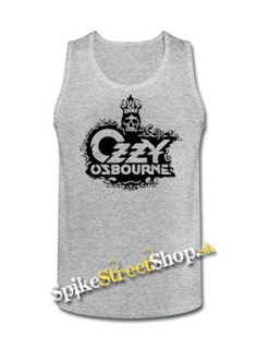 OZZY OSBOURNE - Logo Crowned Skull - Mens Vest Tank Top - šedé