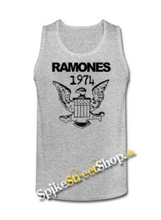 RAMONES - 1974 - Mens Vest Tank Top - šedé