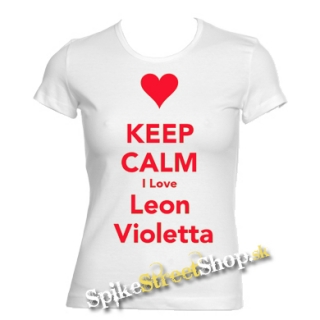 KEEP CALM I LOVE LEON VIOLETTA - biele dámske tričko