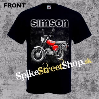 SIMSON - Červený motocykel - čierne pánske tričko