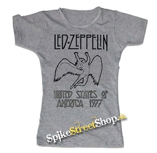 LED ZEPPELIN - United States Of America 1977 - šedé dámske tričko