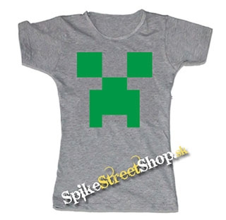 MINECRAFT - Green Creeper - šedé dámske tričko
