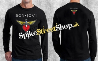 BON JOVI - Heart - čierne pánske tričko s dlhými rukávmi