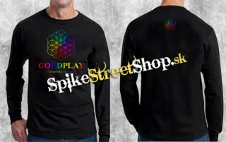 COLDPLAY - Logo Coloured - čierne pánske tričko s dlhými rukávmi