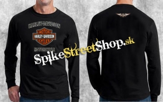 HARLEY DAVIDSON - Motorcycle - čierne pánske tričko s dlhými rukávmi