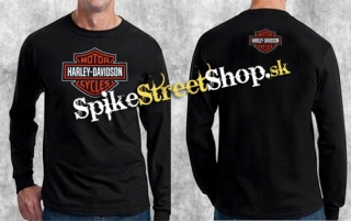 HARLEY DAVIDSON - Logo - čierne pánske tričko s dlhými rukávmi
