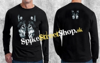WOLF - Vlk - čierne pánske tričko s dlhými rukávmi