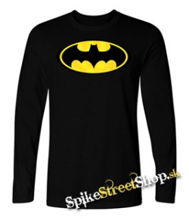 BATMAN - Yellow Logo - čierne pánske tričko s dlhými rukávmi