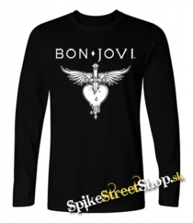 BON JOVI - Heart - čierne pánske tričko s dlhými rukávmi