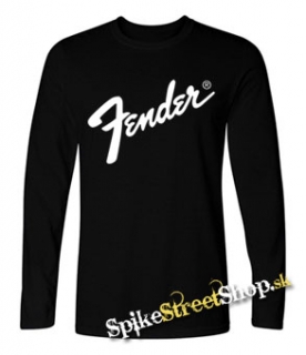 FENDER - Logo - čierne pánske tričko s dlhými rukávmi