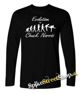 CHUCK NORRIS - Evolution By Chuck Norris - čierne pánske tričko s dlhými rukávmi