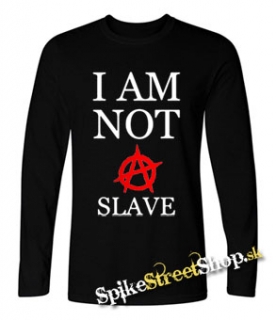 I AM NOT A SLAVE - Red A - čierne pánske tričko s dlhými rukávmi