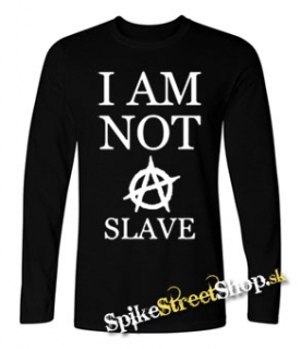 I AM NOT A SLAVE - čierne pánske tričko s dlhými rukávmi