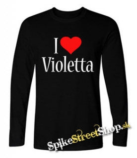 I LOVE VIOLETTA - čierne pánske tričko s dlhými rukávmi
