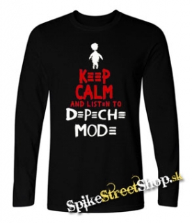 KEEP CALM AND LISTEN TO DEPECHE MODE - čierne pánske tričko s dlhými rukávmi