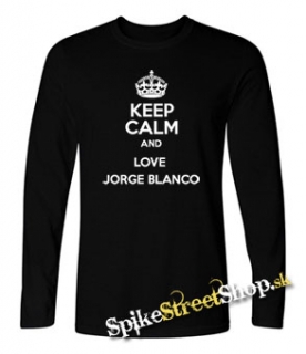 KEEP CALM AND LOVE JORGE BLANCO - čierne pánske tričko s dlhými rukávmi