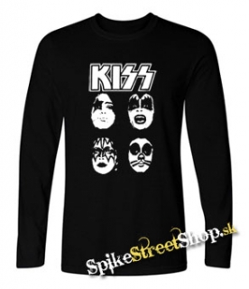 KISS - Band Four Faces - čierne pánske tričko s dlhými rukávmi