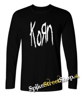 KORN - Logo - čierne pánske tričko s dlhými rukávmi