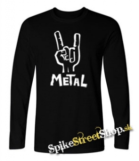 METAL - Logo - čierne pánske tričko s dlhými rukávmi